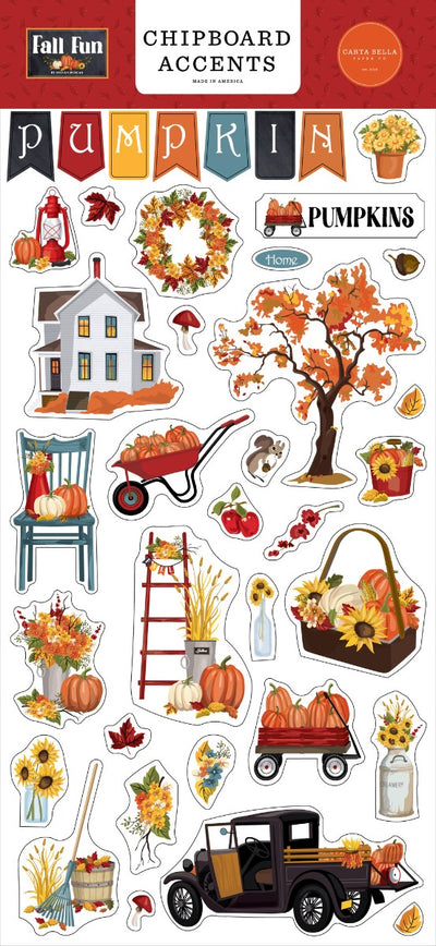 Fall Fun 6x13 Chipboard Accents - Carta Bella