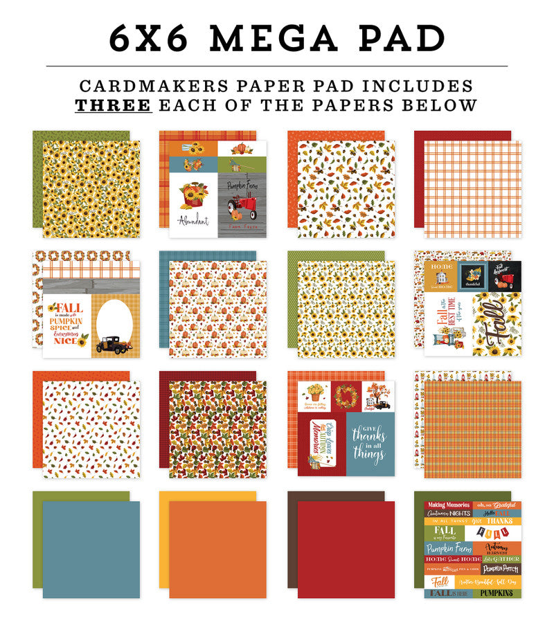 Fall Fun Cardmakers 6X6 Mega Pad - Carta Bela