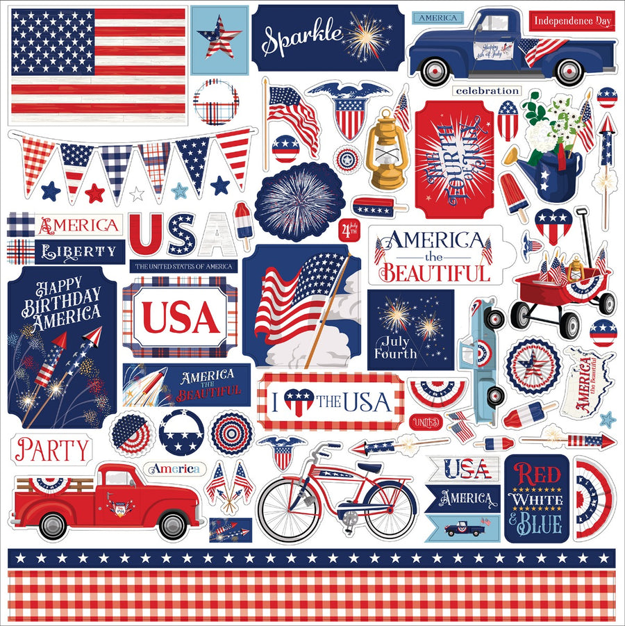 Element Sticker Sheet - Steven Duncan - Fourth Of July - Carta Bella Paper