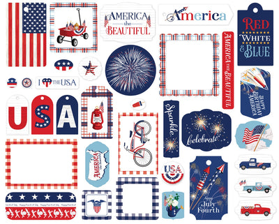Frames and Tags Ephemera - Steven Duncan - Fourth Of July - Carta Bella Paper