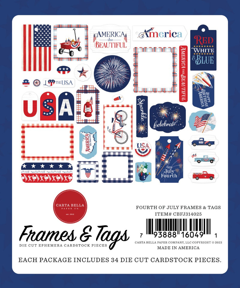 Frames and Tags Ephemera - Steven Duncan - Fourth Of July - Carta Bella Paper