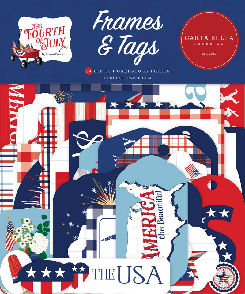 Frames and Tags Ephemera - Steven Duncan - Fourth Of July - Carta Bella Paper