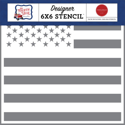 American Flag Stencil, 6x6 - Steven Duncan - Fourth Of July - Carta Bella Paper