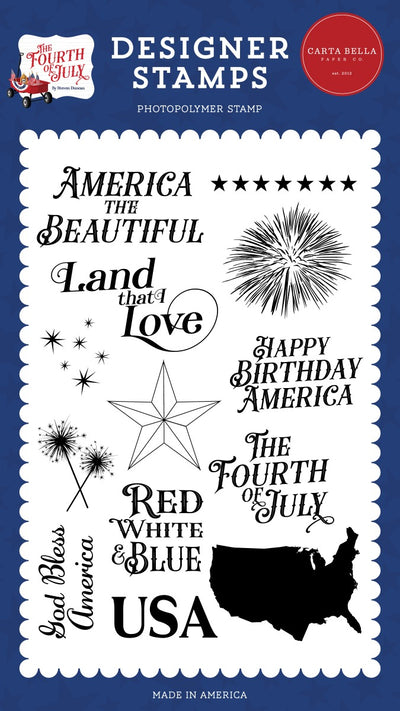 Happy Birthday America Clear Stamps - Steven Duncan - Fourth Of July - Carta Bella