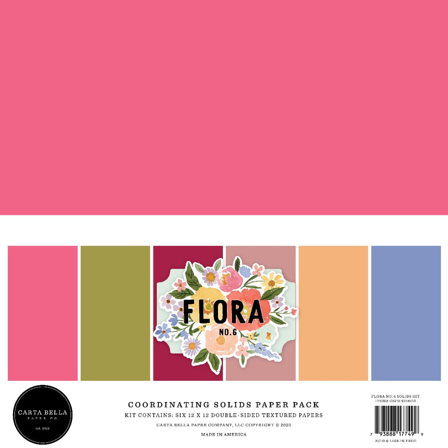 Solid Colored Paper Kit, 12x12 - Flora No. 6 - Carta Bella Paper