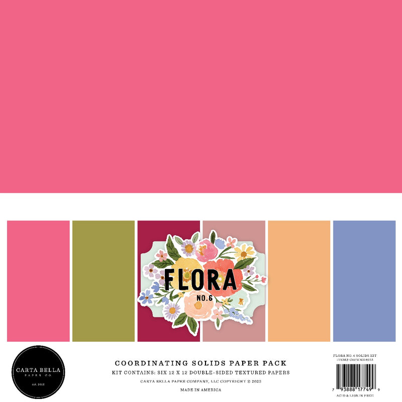 Solid Colored Paper Kit, 12x12 - Flora No. 6 - Carta Bella Paper