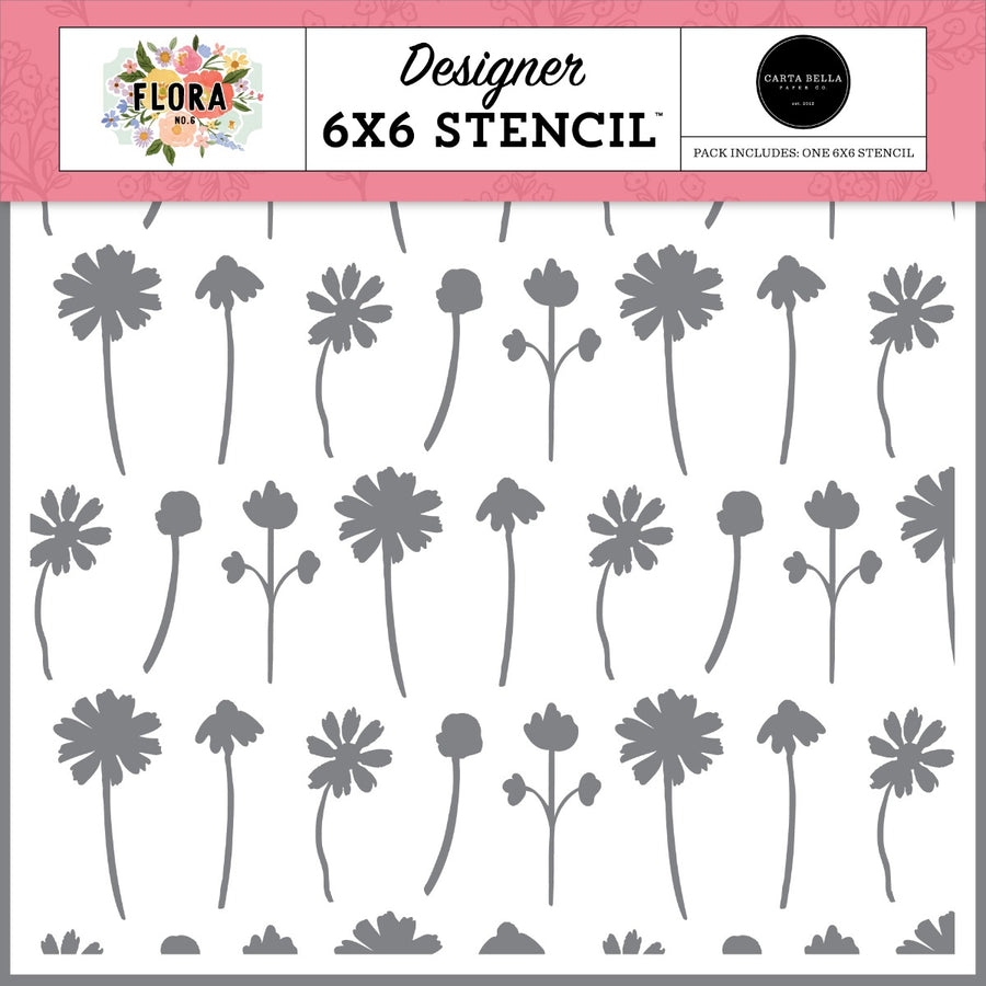 Wildflower Stems Stencil, 6x6 - Flora No. 6 - Carta Bella Paper