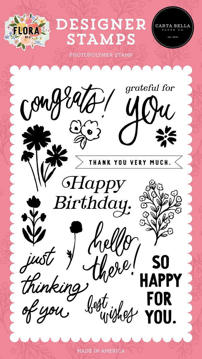 Grateful For You Clear Stamps - Flora No. 6 - Carta Bella Paper