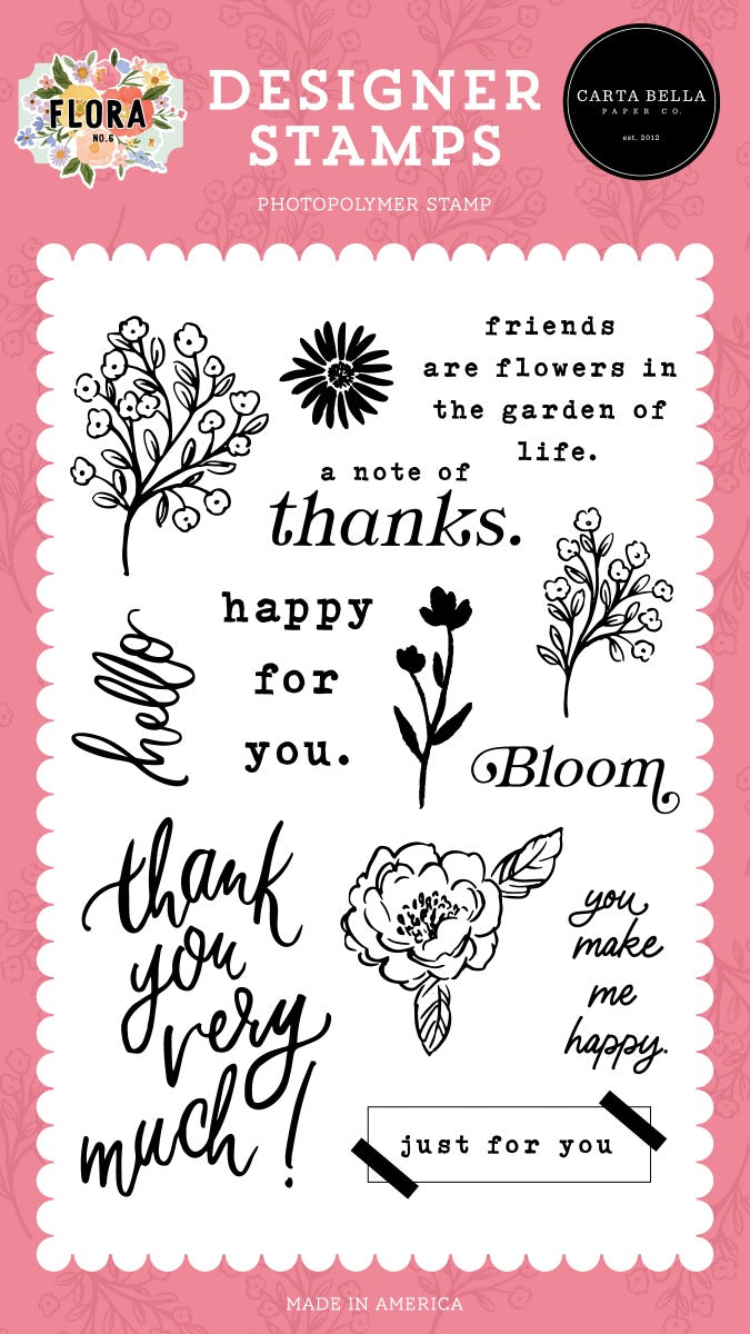 Friends Are Flower Clear Stamps - Flora No. 6 - Carta Bella Paper
