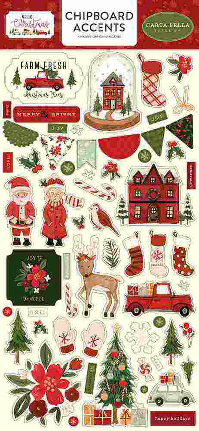 Hello Christmas Chipboard Accents - Carta Bella