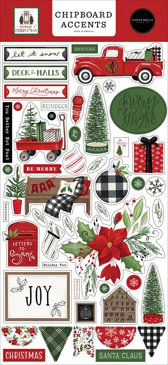 Home For Christmas Chipboard Accents - Carta Bella