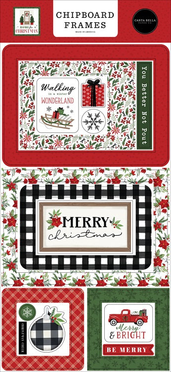 Home For Christmas Chipboard Frames - Carta Bella