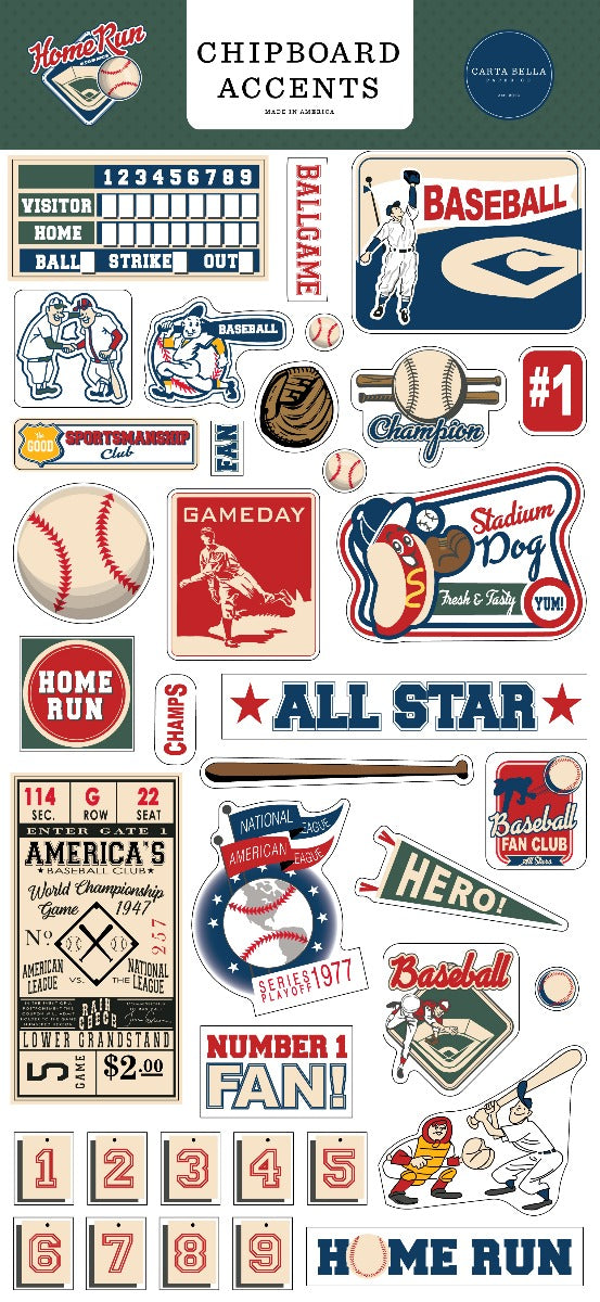 Chipboard Accents, 6x13 - Home Run Collection - Echo Park