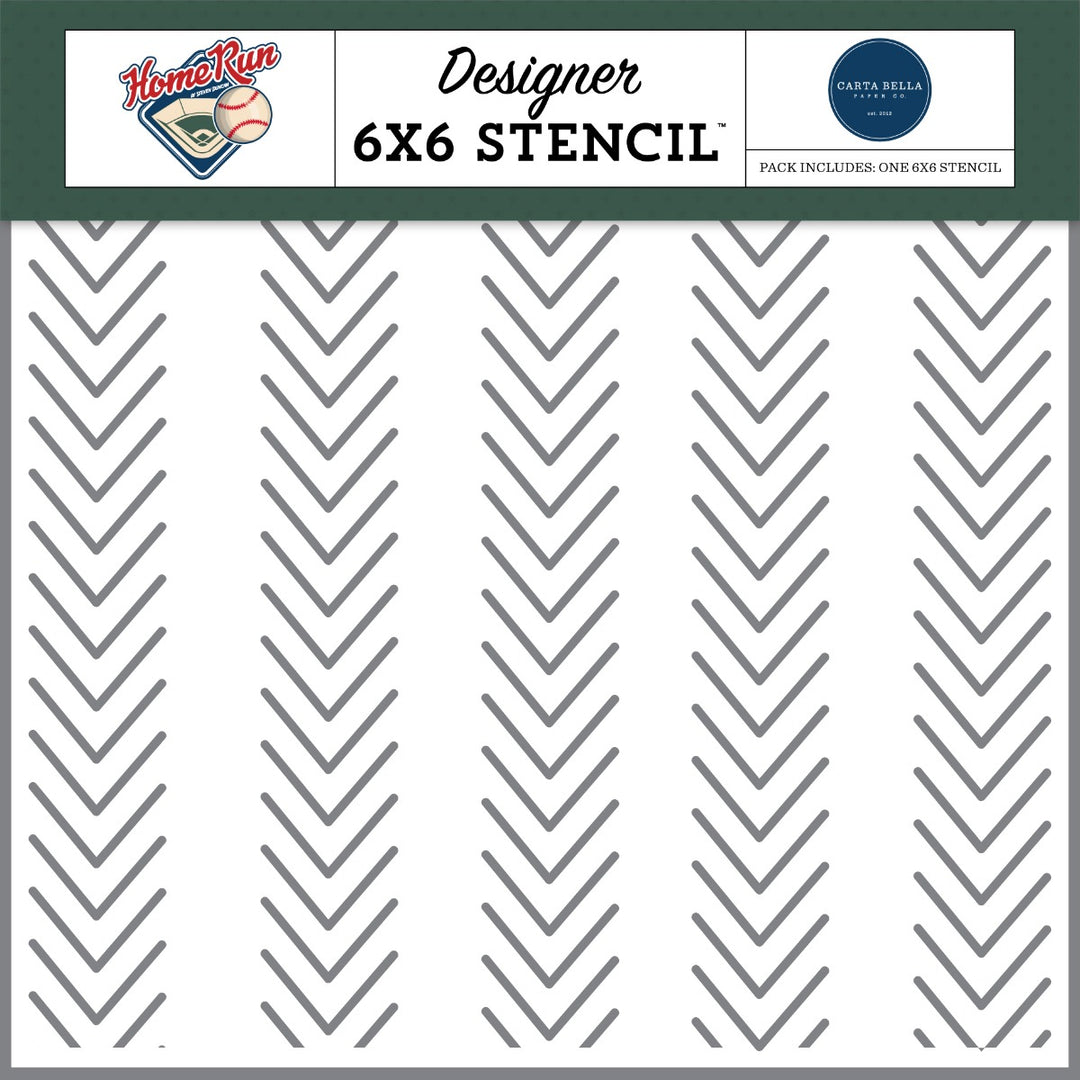 Baseball Stiches Stencil, 6x6 - Home Run Collection - Echo Park