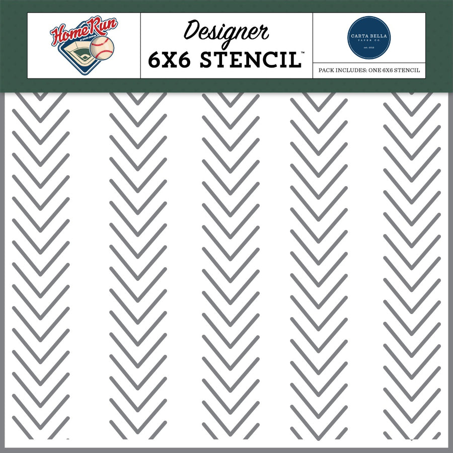 Baseball Stiches Stencil, 6x6 - Home Run Collection - Echo Park