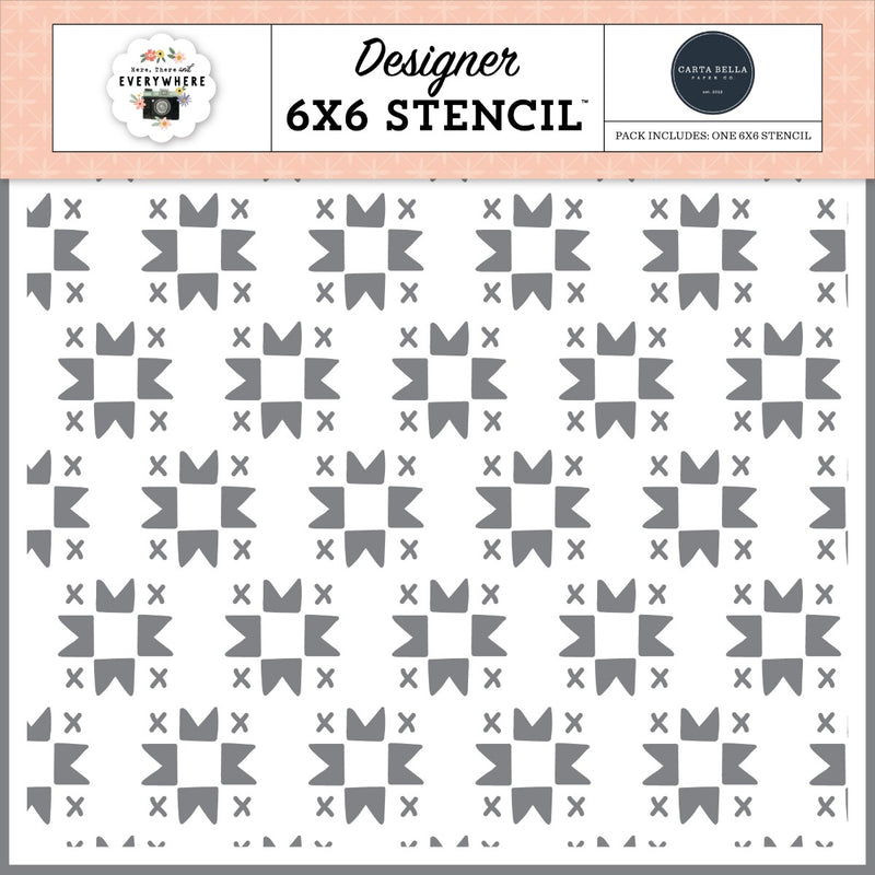 Quilted Pattern Stencil, 6x6 - Here, There, and Everywhere - Carta Bella Paper