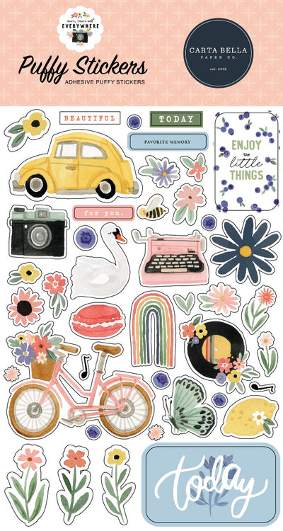 Puffy Stickers - Here, There, and Everywhere - Carta Bella Paper