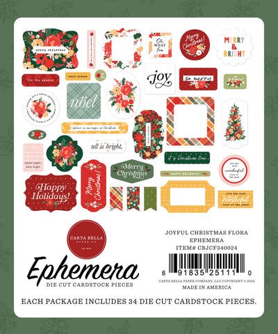 Joyful Christmas Flora Ephemera - Carta Bella