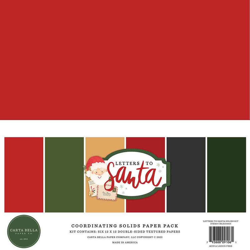 Letters To Santa Solids 12" x 12" Cardstock Kit - Carta Bella