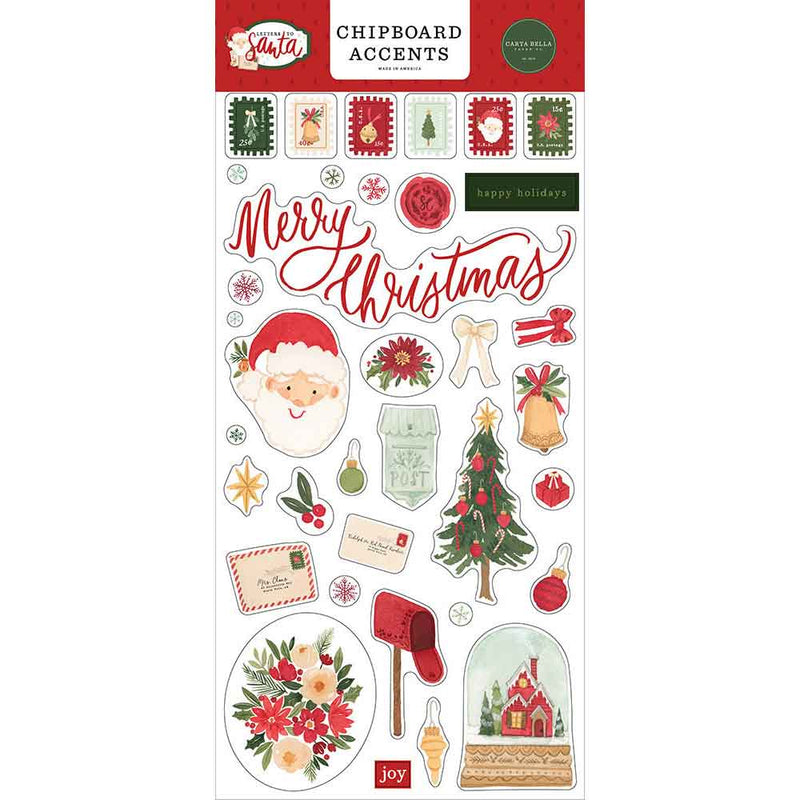 Letters To Santa Chipboard Accents - Carta Bella