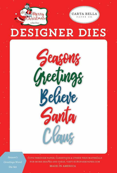 Season's Greetings Word Die Set - Merry Christmas - Carta Bella - Clearance