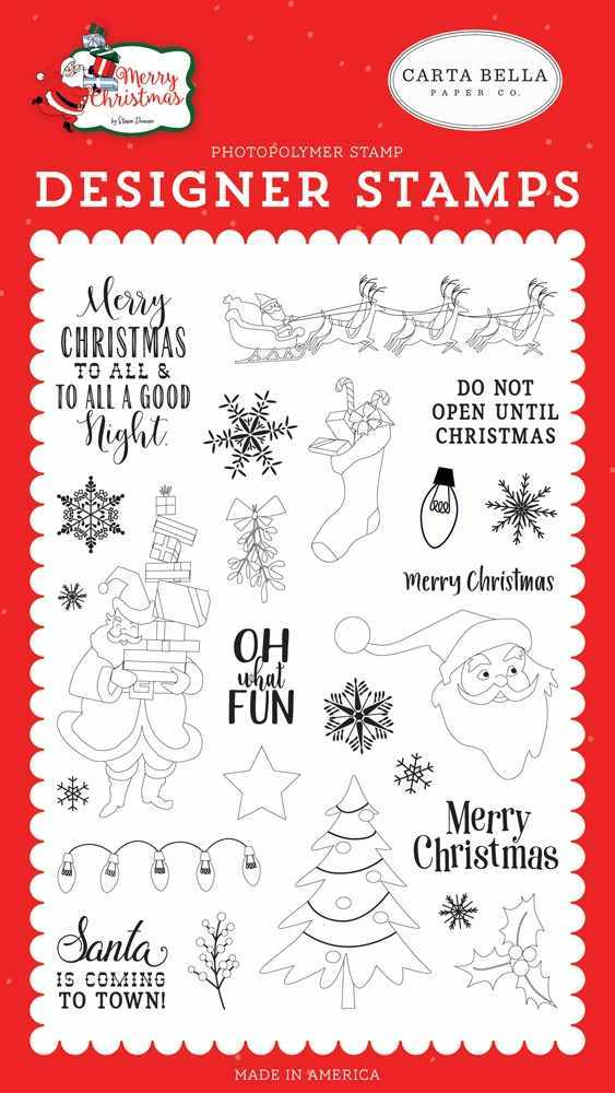 Oh What Fun Stamp Set - Merry Christmas - Carta Bella - Clearance