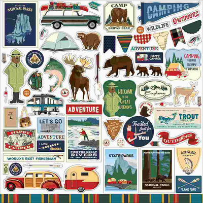 Outdoor Adventures Element Stickers - Carta Bella - Clearance