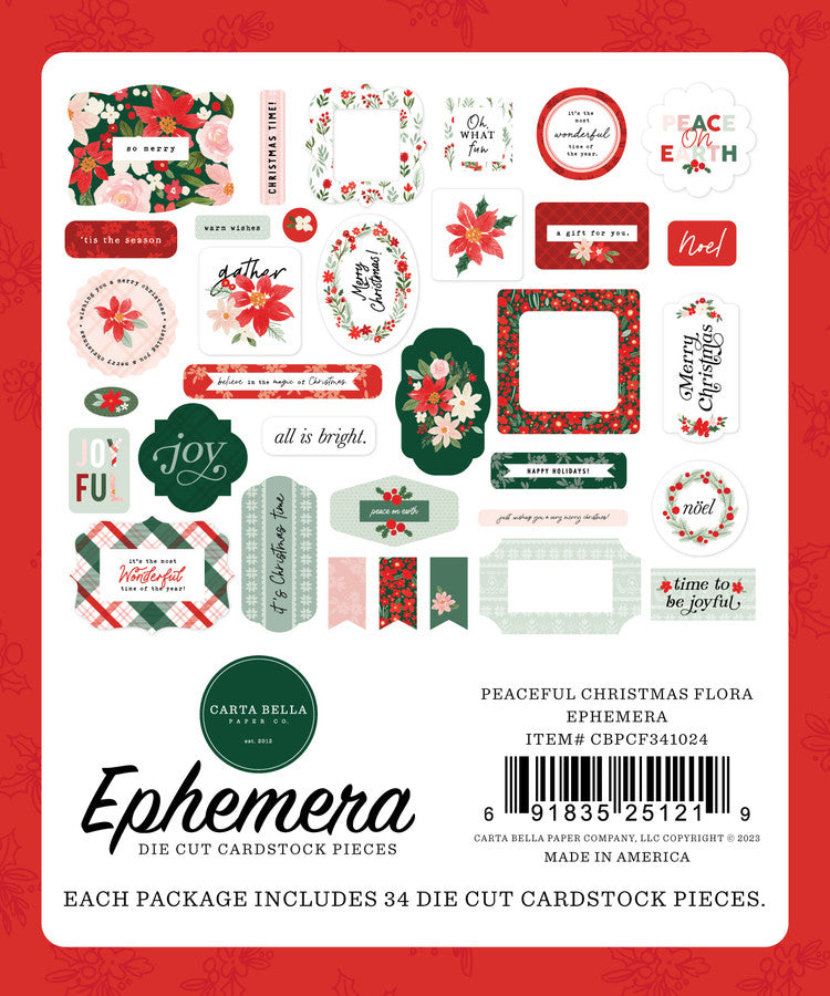 Peaceful Christmas Flora Ephemera - Carta Bella