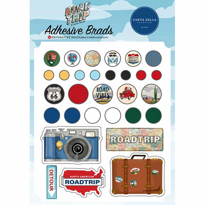 Road Trip Adhesive Brads - Carta Bella