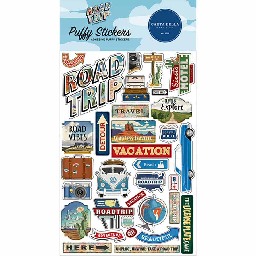 Road Trip Puffy Stickers - Carta Bella