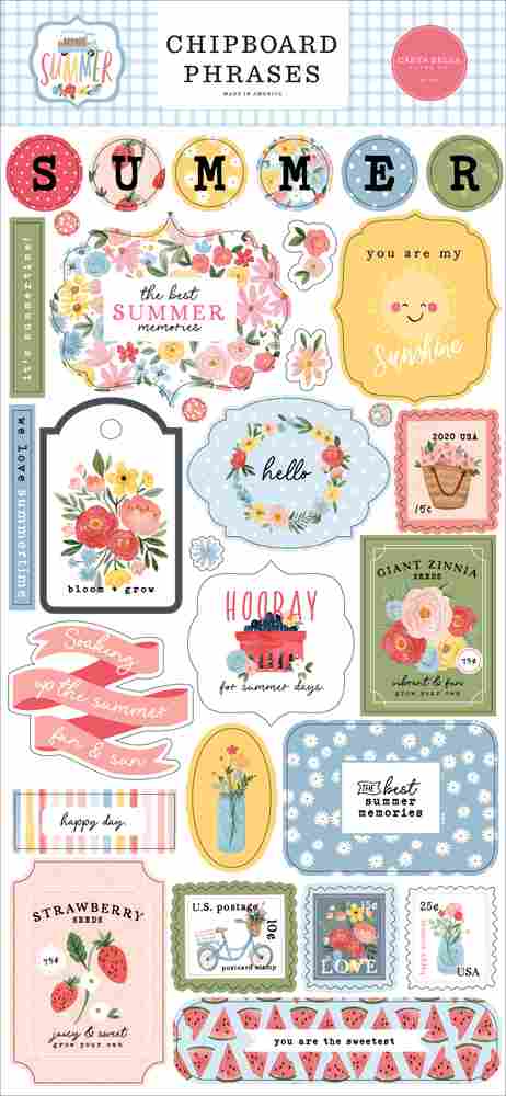 Summer Chipboard Phrases - Carta Bella*