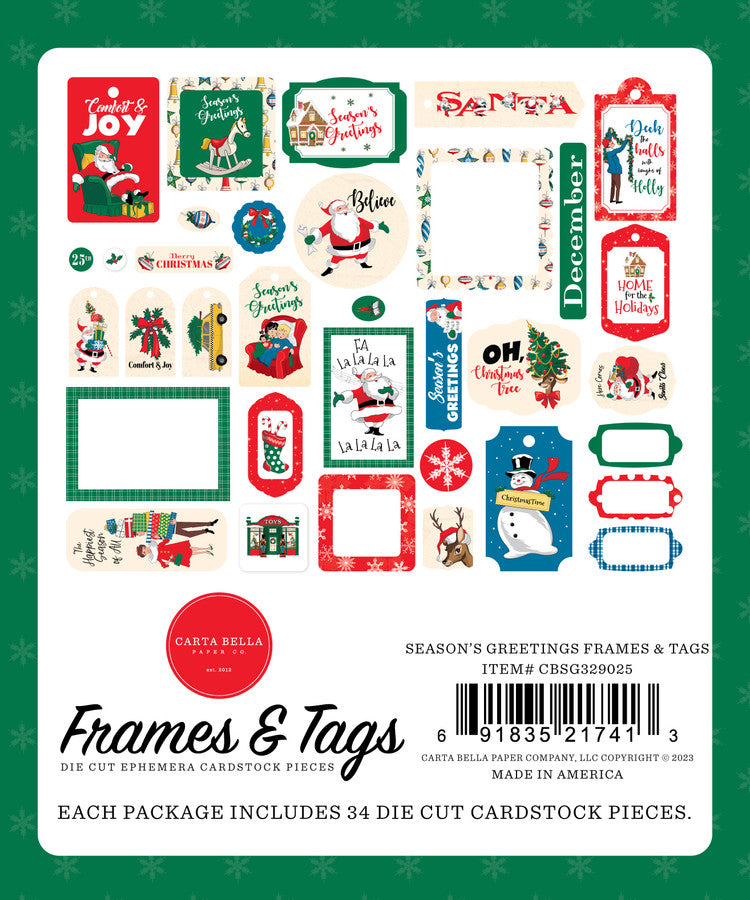Season's Greetings Frames & Tags - Carta Bella