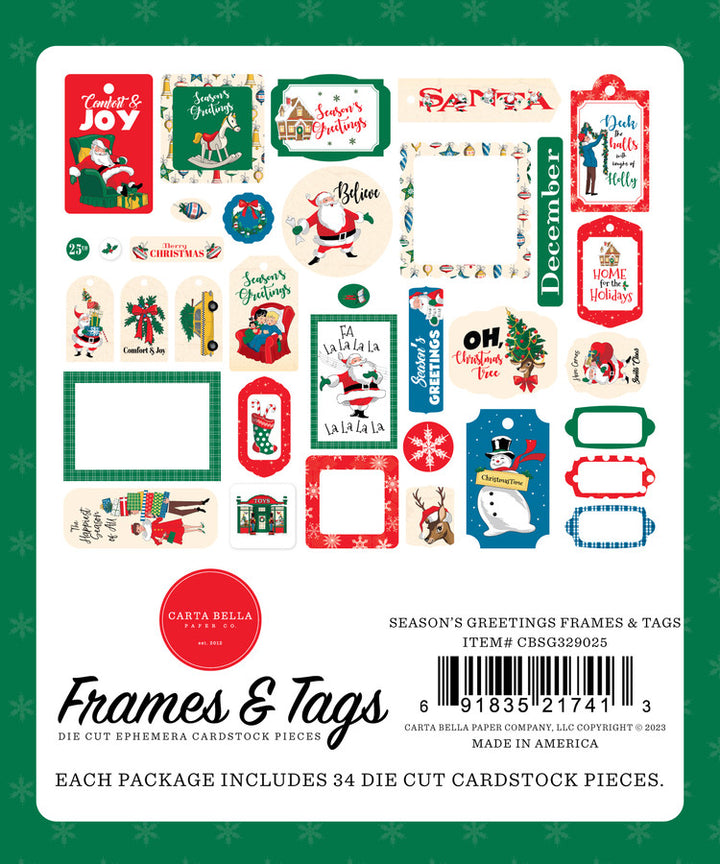 Season's Greetings Frames & Tags - Carta Bella