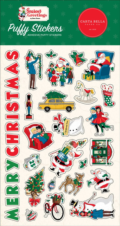 Season's Greetings Puffy Stickers - Carta Bella