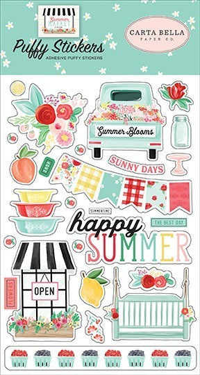 Summer Market Puffy Stickers - Carta Bella - Clearance