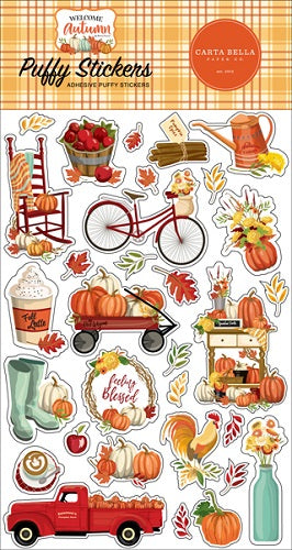 Welcome Autumn Puffy Stickers - Carta Bella