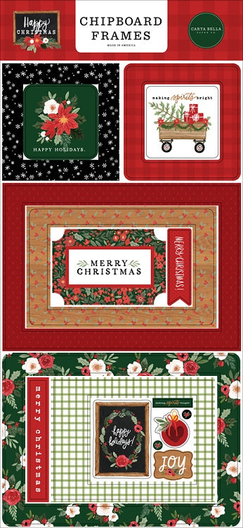 Happy Christmas Chipboard Frames-Carta Bella