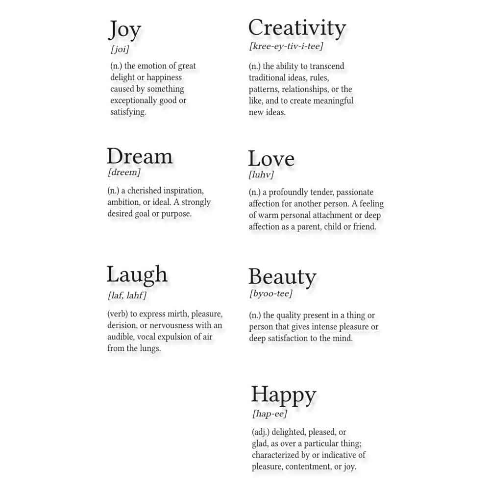 Sizzix Dictionary Definitions Clear Rubber Stamps by Pete Hughes