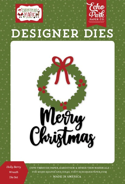Holly Berry Wreath Dies - Christmas Magic - Echo Park - Clearance