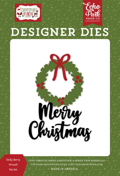 Holly Berry Wreath Dies - Christmas Magic - Echo Park - Clearance