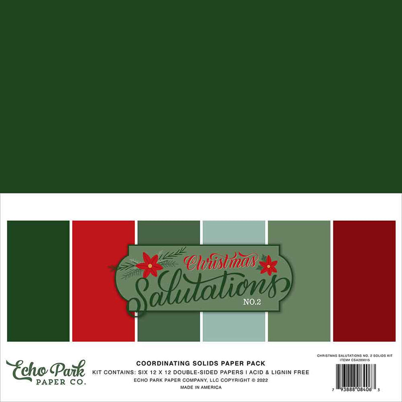 Christmas Salutations No. 2 Solids 12" x 12" Cardstock Kit - Echo Park