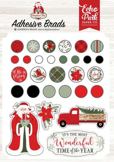 Christmas Time Adhesive Brads - Echo Park