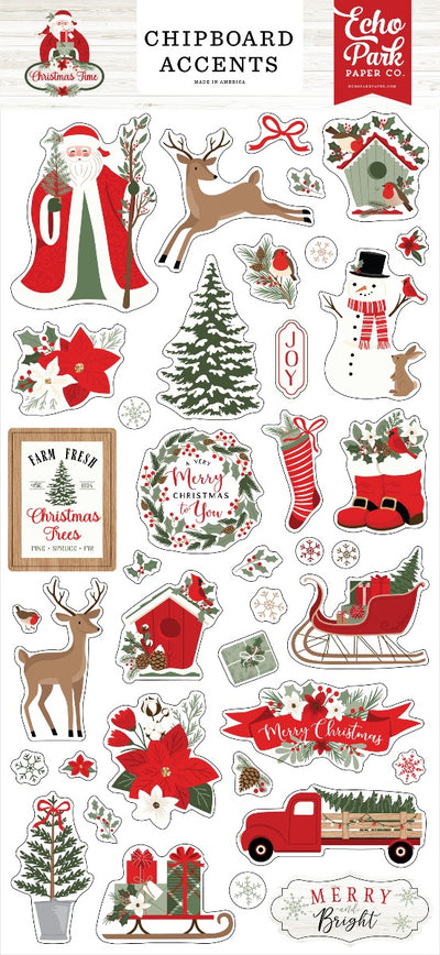 Christmas Time 6x13 Chipboard Accents-Echo Park
