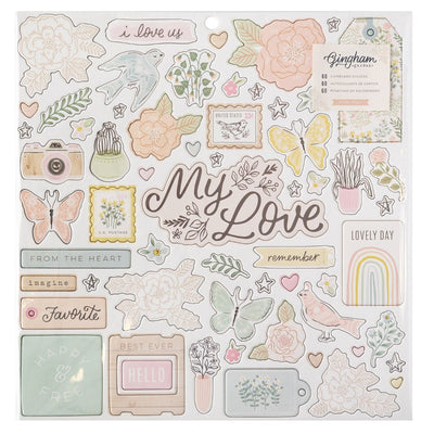 Chipboard Stickers, 12x12 - Gingham Garden Collection - Crate Paper