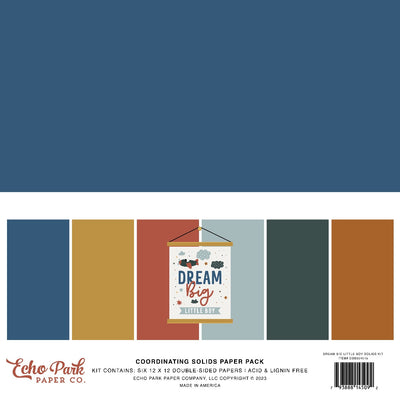Solids Paper Pack, 12x12 - Dream Big Little Boy - Echo Park