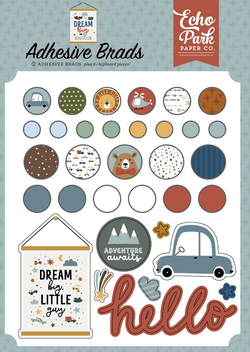 Decorative Adhesive Brads - Dream Big Little Boy - Echo Park