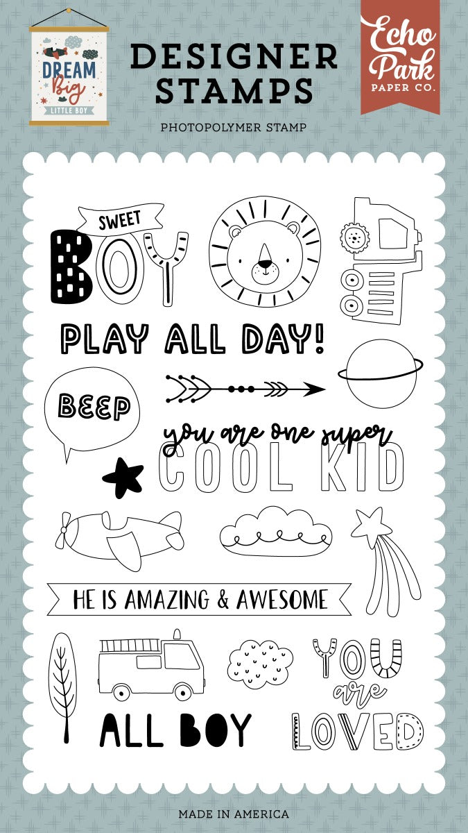 Sweet Boy Stamp Set - Dream Big Little Boy - Echo Park