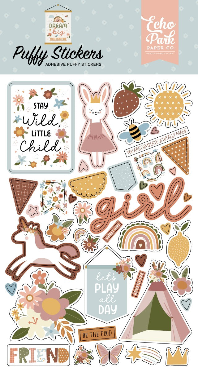 All Girl Stickers, 12x12 Sticker, Scrapbook Paper, Dream Big