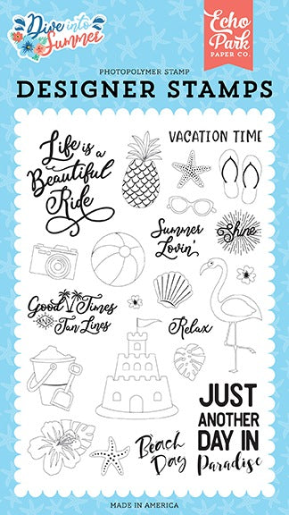 Paradise Stamp Set - Dive Into Summer - Echo Park - Clearance