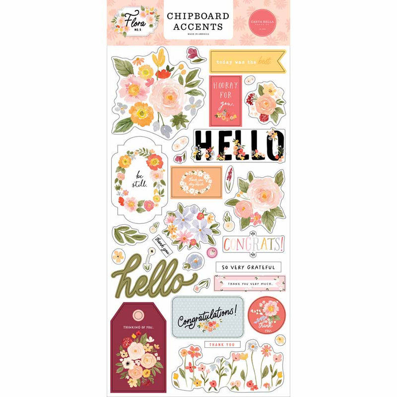 Flora No. 5 Chipboard Accents - Carta Bella